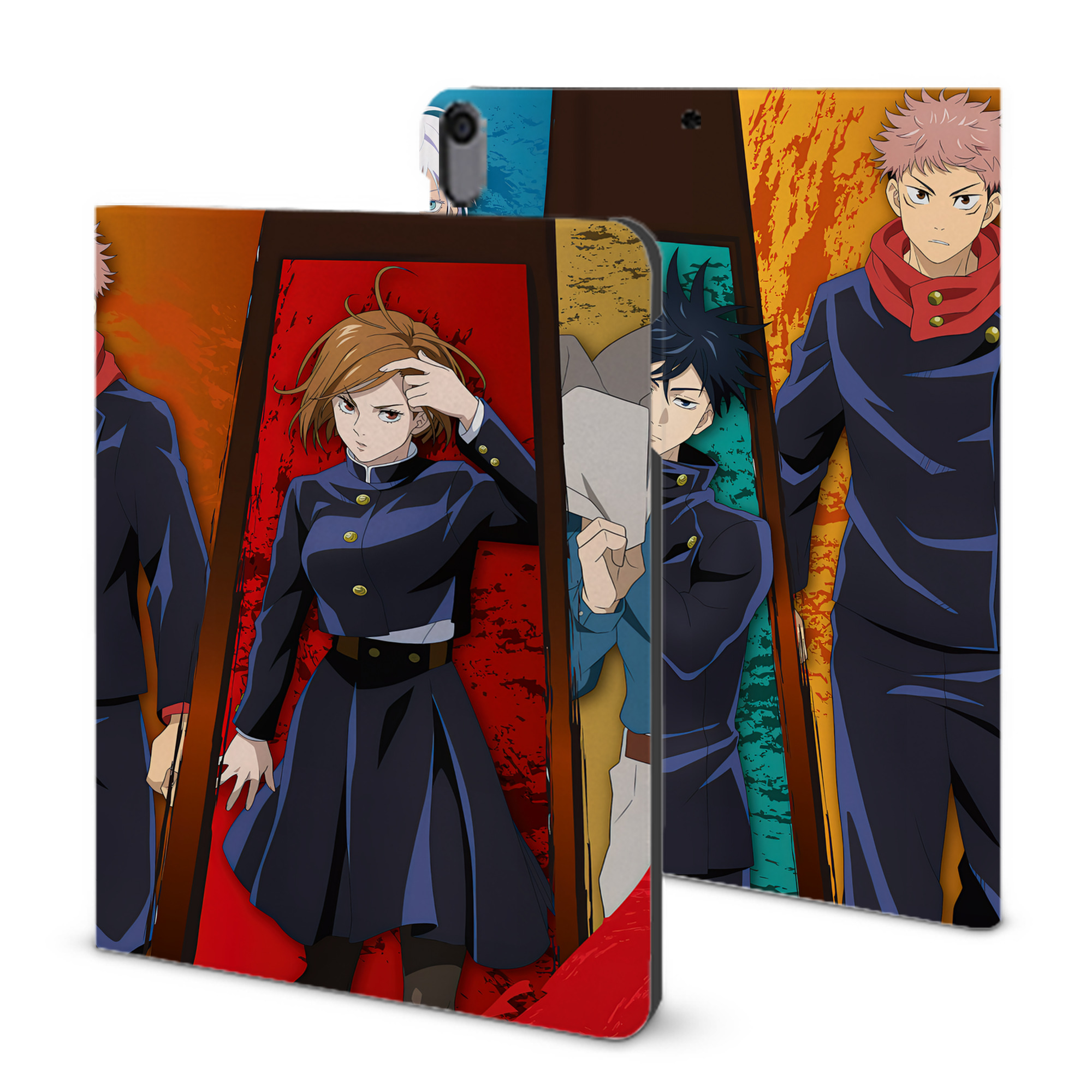 （画像用） 呪術廻戦 Jujutsu Kaisen IPad ケース ブック型 PUレザー TPU 耐衝撃 軽量 薄型 ペン収納なし 全面保護 IPad 各モデル対応
